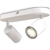 B.K.Licht I plafonnier spots I 2 spots pivotants & orientables I GU10 I blanc mat I livré sans ampoules