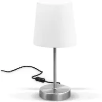 B.K.Licht Lampe de chevet avec interrupteur à fil, douille E14, abat-jour en tissu, lampe de bureau, lampe de table, lampe de chevet, lampe chevet, lampe à poser, 31x10cm, blanc