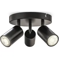 B.K.Licht I Plafonier 3 spots I Spots pivotants & orientables I GU10 I noir-mat I livré sans ampoules