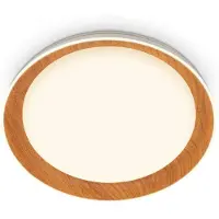 Briloner Ijus LED Plafonnier,Reproduction bois translucide, Bord lumineux élégant, Backlight, Lumière blanche chaude, Bois, Ø43 x 8 cm