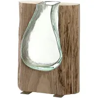 Leonardo Casolare Vase carré Verre, Bois Transparent, Bois