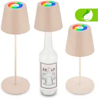 Briloner Calida 3 in 1 RGBW LED Lampe de table sans fil IP44, Variable, tactile, réglable en hauteur, anti-éclaboussures, beige, 36 x Ø10,5 cm