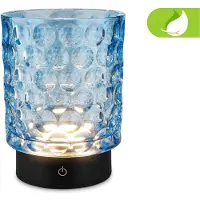 Briloner Sunora LED lampe de table sans fil IP44, variateur, tactile, sans fil, protection contre les éclaboussures, bleu, Ø11 x 15 cm