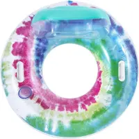 Bestway Flotteur de piscine gonflable Retro Tie Dye avec appui-tête et porte-gobelet