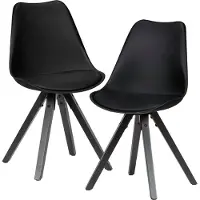 FineBuy Lot de 2 chaises de salle à manger noires de style rétro, avec pieds noirs, assise rembourrée, dossier de style scandinave, chaise de cuisine rembourrée
