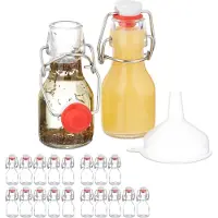 Relaxdays Flaschen Set, Bocal de conservation, Rouge, Blanc, Transparent