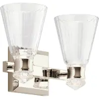 Quintiesse Kayva LED Applique murale double nickel poli transparent à facettes IP44 (1250 lm)