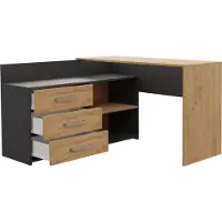Top E Shop Bureau avec commode MIKOL – chêne artisan / anthracite