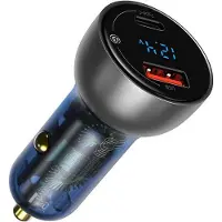 Baseus Chargeur rapide double 65W, Adaptateur pour véhicule, Gris
