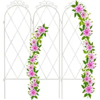 Relaxdays Treillis De Jardin, Métal, 3 Tuteurs, H X L : 92 X 27,5 Cm, Connecteurs Piquets, Support Obélisque, Blanc -