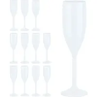 Relaxdays Verres À Champagne, Set De 12, Incassable, Sans Bpa, Réutilisable, Coupe Mousseux, Mariage, Camping, Blanc -
