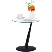 Relaxdays - Table D'appoint, Table De Canapé Moderne Et Ronde, H X D : 49 X 45 Cm, En Verre Et En Acier, De Sélon, Noir