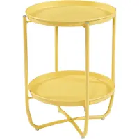 En.casa Table plateau 'Sandefjord' ronde avec 2 plateaux amovibles acier 57,5 x 40 cm jaune
