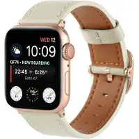 Cover-Discount Apple Watch 44/45/46/49mm - Bracelet de remplacement en cuir (Cuir), Sangles de montre, Beige