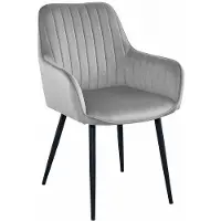 Leobert Chaise Valora SOLDEN en velours gris argenté, pieds noirs x2 - Ensemble double de chaises d'appoint grises modernes