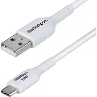StarTech.com .com Câble de Charge USB-A vers USB-C de 2m, Charge et Synchronisation, 3A, USB 2.0, Gaine TPE - Cordon de Charge USB Blanc