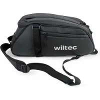Wiltec Sacoche étanche multifonctionnelle pour porte-bagages noire – capacité 8 L – avec Compartiments bandoulière housse de pluie – pour vélos et vélos électriques – Sac de bicyclette – Cyclisme