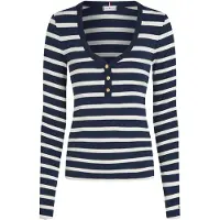 Tommy Hilfiger T-Shirt Ajusté Henley À Manches Longues Slim Henley Gb Scoop-Nk Ls/Dark Night Navy/Calico Stp - Xs
