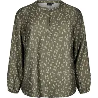 Zizzi Chemisier 'Caava' vert foncé / blanc