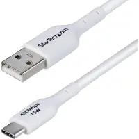 StarTech.com .com Câble de Charge USB-A vers USB-C de 3m, Charge et Synchronisation, 3A, USB 2.0, Gaine TPE - Cordon de Charge USB Blanc