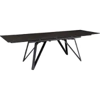 FineBuy Table à manger extensible 180–260 cm, noire – Plateau en verre-céramique – Table à manger avec piètement métallique géométrique – Résistante aux rayures et à la chaleur