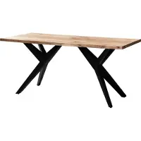 Wohnling Table de salle à manger 160x80x76 cm acacia massif métal Table de salle à manger style loft table de cuisine avec pieds en métal table en bois industrielle Grande table de salle à manger