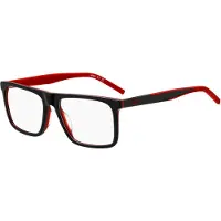 HUGO Monture optique en acétate noir avec détails rouges
