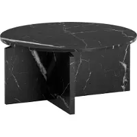 Wohnling Table basse 70x70x33 cm noir Table basse en marbre design moderne Table de salon ronde Grande table basse d'appoint