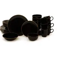 Hermia Concept , TY040030F650A841600MAA4Y00, Services de table, service de vaisselle en céramique (30 pièces), noir, grès céramique, 26 x 26 cm