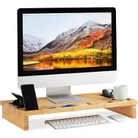 Relaxdays Monitorständer, Réhausseur pour moniteur, Marron