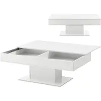 En.casa [] Table basse Lünen avec 2 compartiments de rangement Table de salon rectangulaire 40 x 110 x 60 cm Table de salon