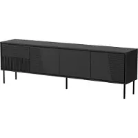 Cama Armoire TV ABI 4D, dimensions 200x38x62 cm, finition noire mate