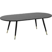 Wohnling Table basse 120x60x41,5 cm avec aspect marbre noir Moderne Table de salon avec structure métallique Table basse Ovale Grande table d'appoint