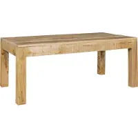 FineBuy Table basse en bois massif de manguier 110cm - table de salon rectangulaire de style campagnard - table en bois massif clair avec des veines de bois marquées