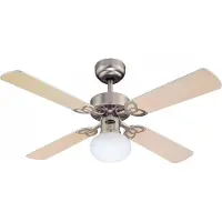 WESTINGHOUSE Ventilateur de plafond avec éclairage Vegas, aluminium et bois, silencieux, , VEGAS, Bois, Salon / séjour, Bois, Moderne