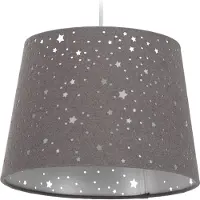 Relaxdays Lampe pour chambre d'enfant « Étoiles », lampe suspendue à abat-jour, pour garçons et filles, ciel étoilé, culot E27, abat-jour rond en tissu, gris