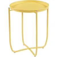 En.casa Table plateau 'Sandefjord' ronde avec un plateau amovible acier 53 x 40 cm jaune