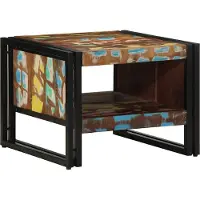 vidaXL Table basse multicolore 50x50x38 cm Vieux bois massif