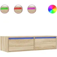 vidaXL Armoire TV avec lampes LED Chêne Sonoma 100x35,5x25 cm