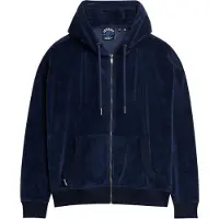 Superdry Femme Sweat à Capuche Zippé en Velours Bleu Marine Taille: 40