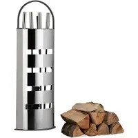 Relaxdays Ensemble serviteur de cheminée 5 pièces accessoire acier moderne