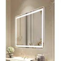 Vevor Miroir de salle de bains LED Vanity Mirror (70 x 100 cm), miroir antibuée, miroir de salle de bains à intensité variable en continu avec 3 températures de couleur, fixation murale