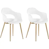 Beliani Sada de 2 chaises de salle à manger, blanches, en matériau synthétique, avec des pieds élégants, pour une salle à manger décorative