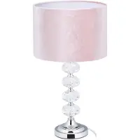 Relaxdays Lampe de table , velours et cristal, H x P : 47 x 26 cm, douille E14, lampe de chevet, éclairage indirect, rose