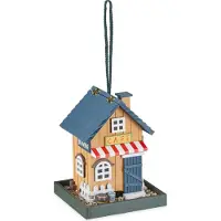 Relaxdays Mangeoire D'extérieur Pour Oiseaux, Café En Bois, À Suspendre, Hlp 23,5x18x18 Cm, Pour Jardin & Balcon, Coloré -