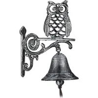 Relaxdays Cloche Sonnette Murale Fonte Chouette Hibou Clochette Porte Seuil Jardin