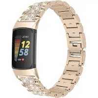 Cover-Discount Fitbit Charge 5 - Acier inoxydable avec bracelet en strass or (Acier inoxydable), Sangles de montre, Or