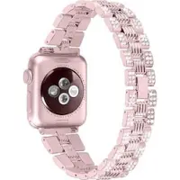 Cover-Discount Apple Watch 42/44/45mm - Acier inoxydable avec bracelet en strass rose (42 mm, 44 mm, 45 mm, Acier inoxydable), Sangles de montre, Rose