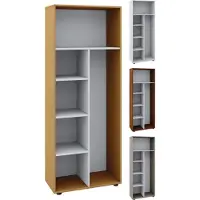 VCM Porte-balais en bois | 6 compartiments | Dimensions: 70 x H. 178 x D. 40 cm | Étagère d'armoire de nettoyage | Sans portes - Vandol