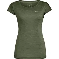 Salewa - T-shirt de randonnée respirant - Puez Melange Dry W S/S Tee Dark Olive Melange pour Femme - Taille S - Kaki